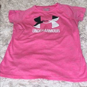 Kids pink under Armour athletic T-shirt